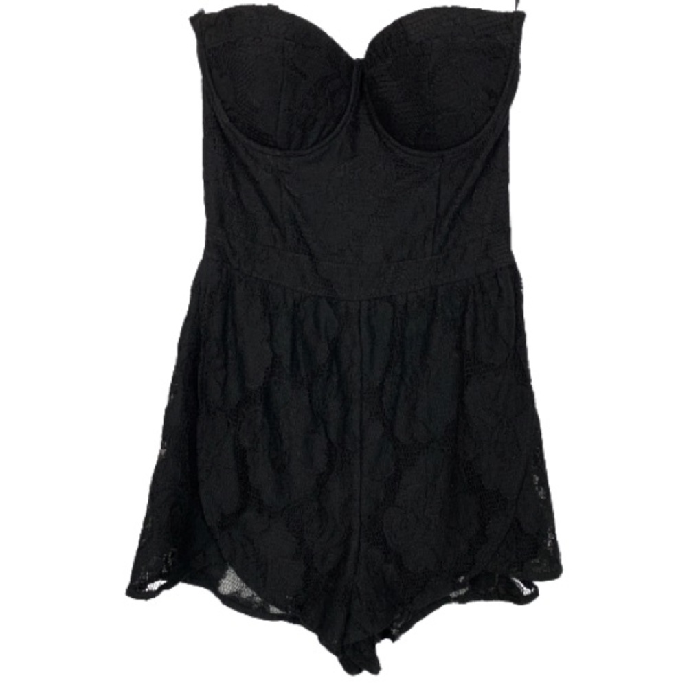 MINKPINK Strapless Sweetheart Neck Lace Romper